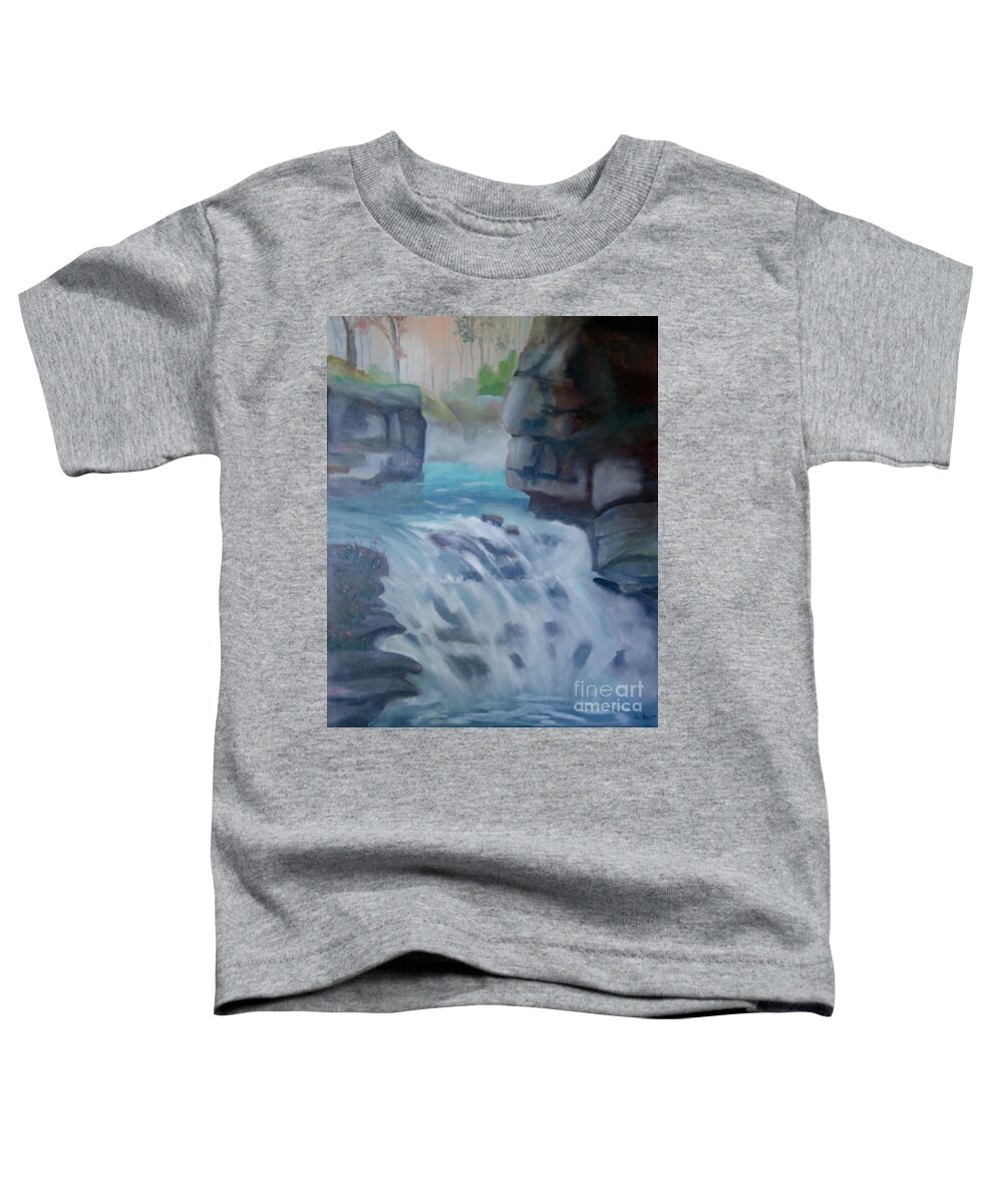 Johnston Canyon Toddler T-Shirt featuring the painting Johnston Canyon by Laurel Best