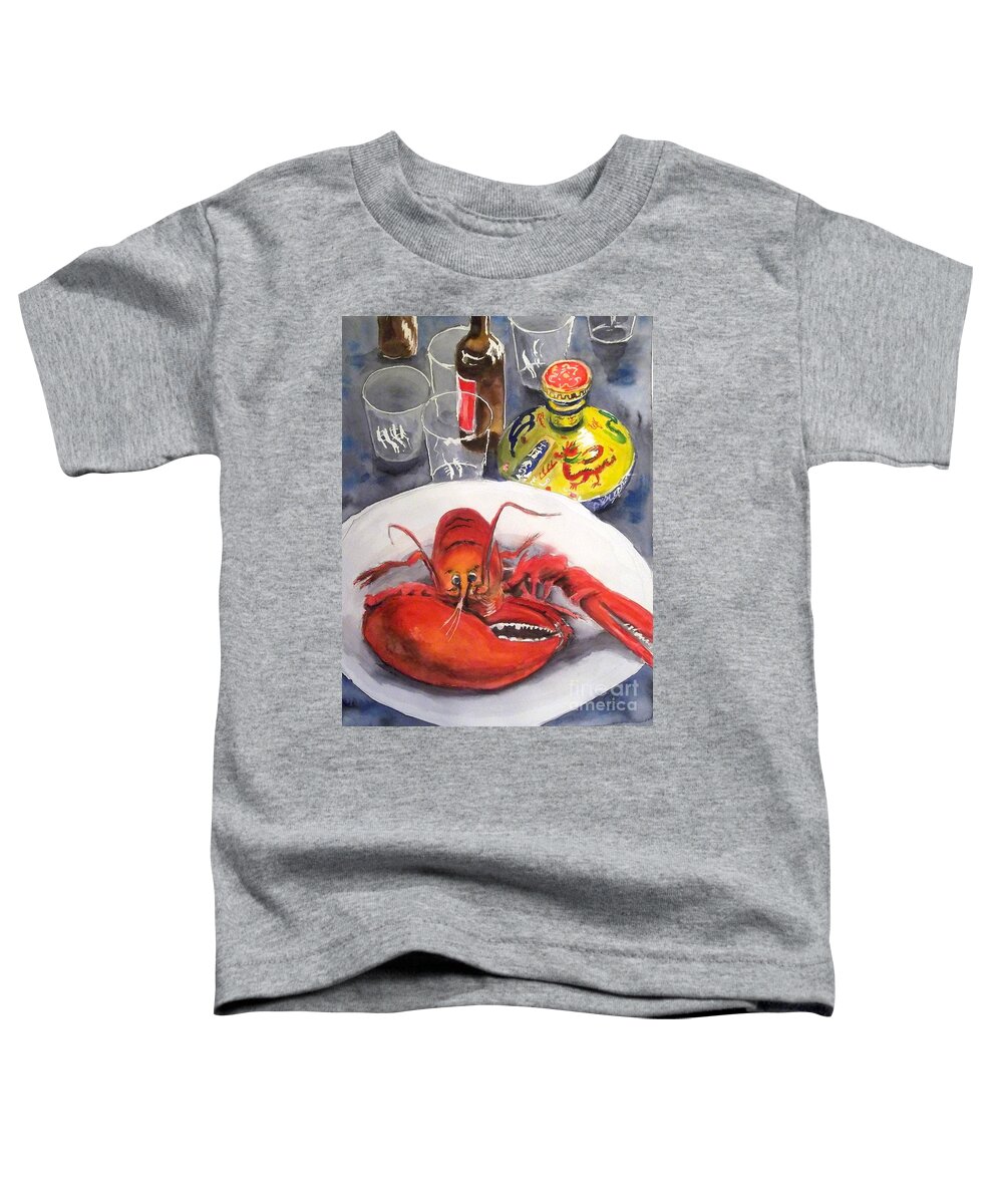 Lobster Toddler T-Shirt featuring the painting Kanpai by Yoshiko Mishina