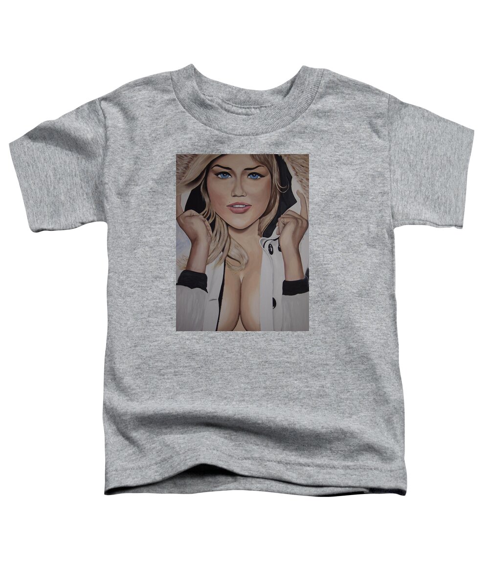 Model Toddler T-Shirt featuring the painting Kate Upton by Dean Stephens