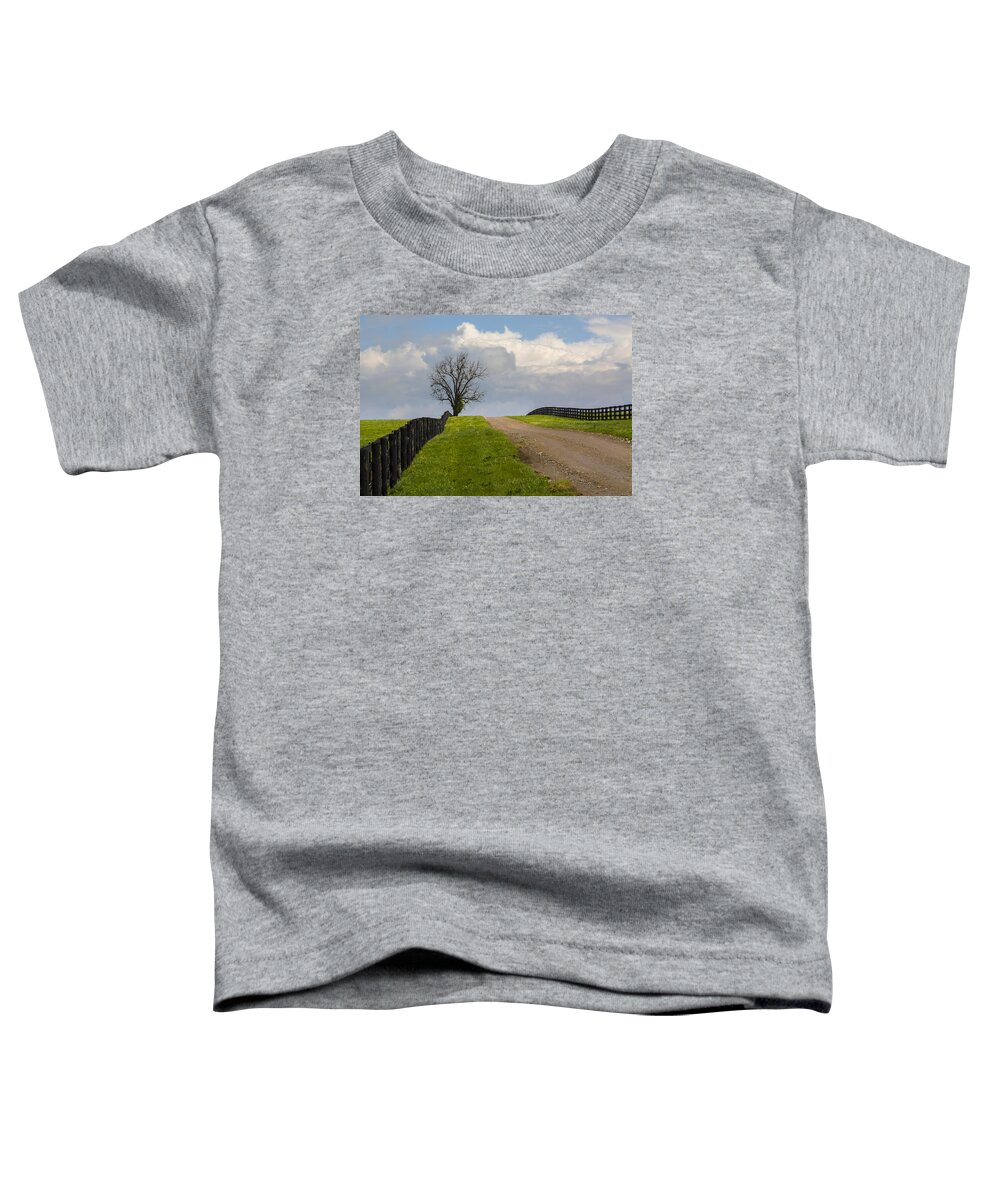 Animal Toddler T-Shirt featuring the photograph Kentucky Horse Farm Road by Jack R Perry