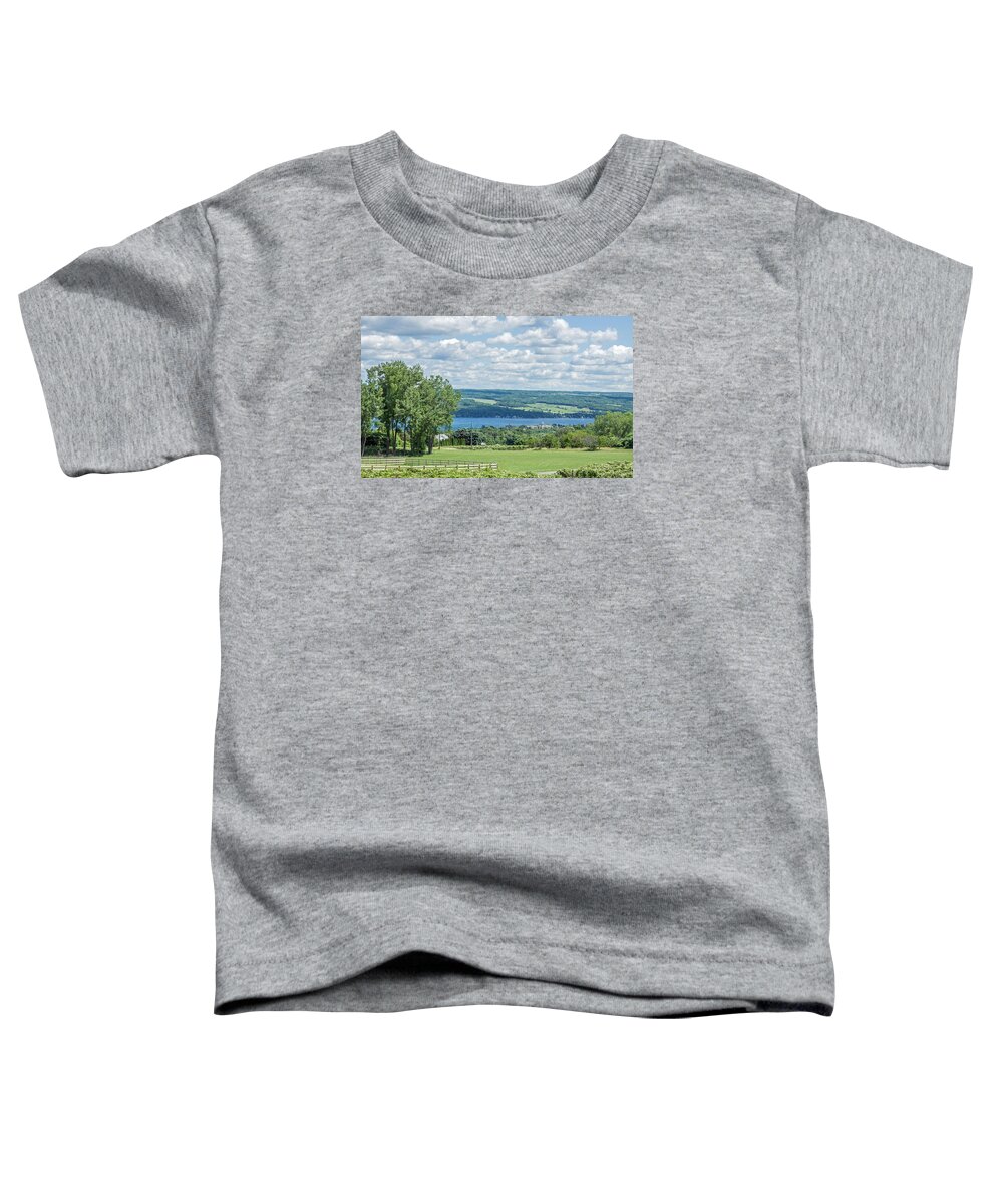 Keuka Toddler T-Shirt featuring the photograph Keuka Lake and Keuka College Wide Angle by Photographic Arts And Design Studio