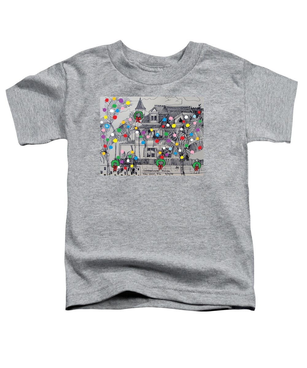 Southernmost House Toddler T-Shirt featuring the mixed media Key West Christmas by Diane Pape
