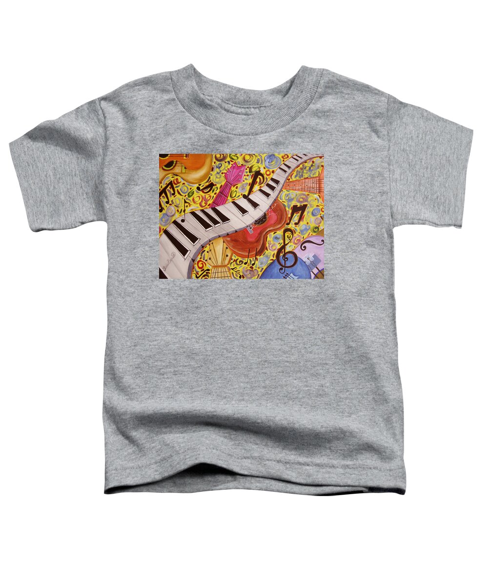 Instruments Toddler T-Shirt featuring the painting La Musica by Gloria E Barreto-Rodriguez