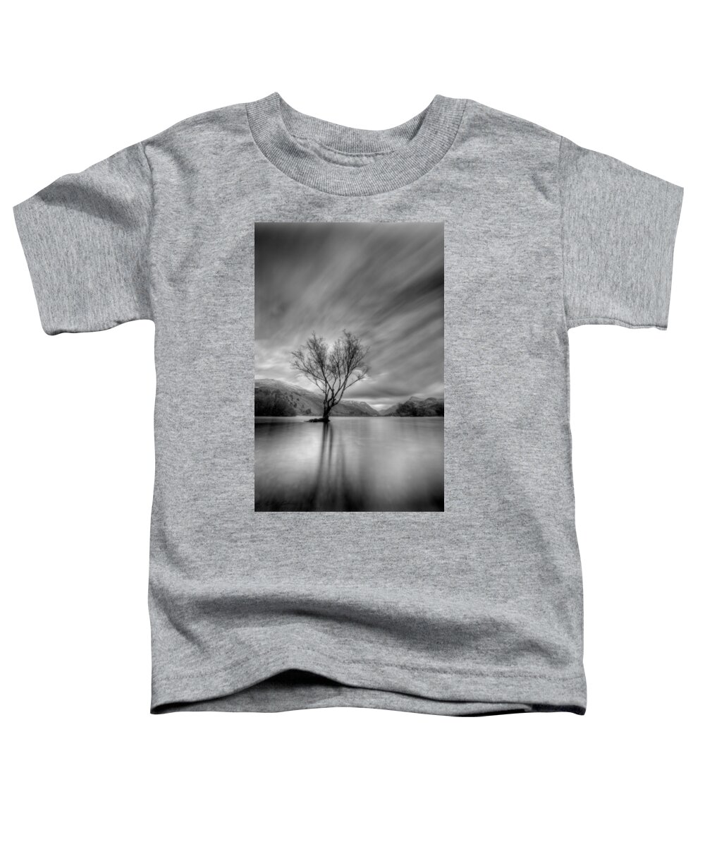 Black And White Toddler T-Shirt featuring the photograph Lake Tree mon by B Cash