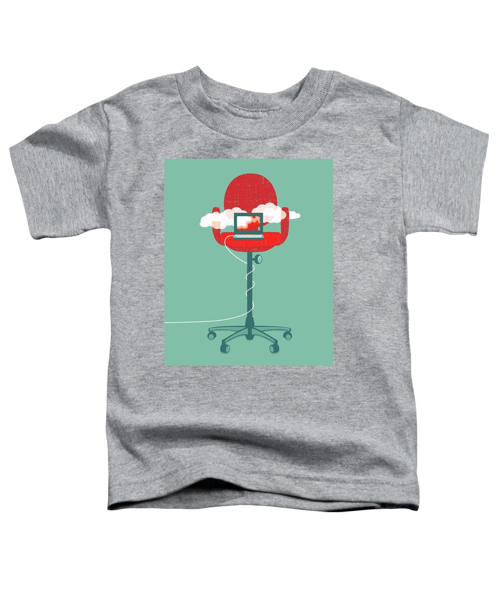 Absence Toddler T-Shirt featuring the photograph Laptop Cloud Computing On Tall Office by Ikon Ikon Images
