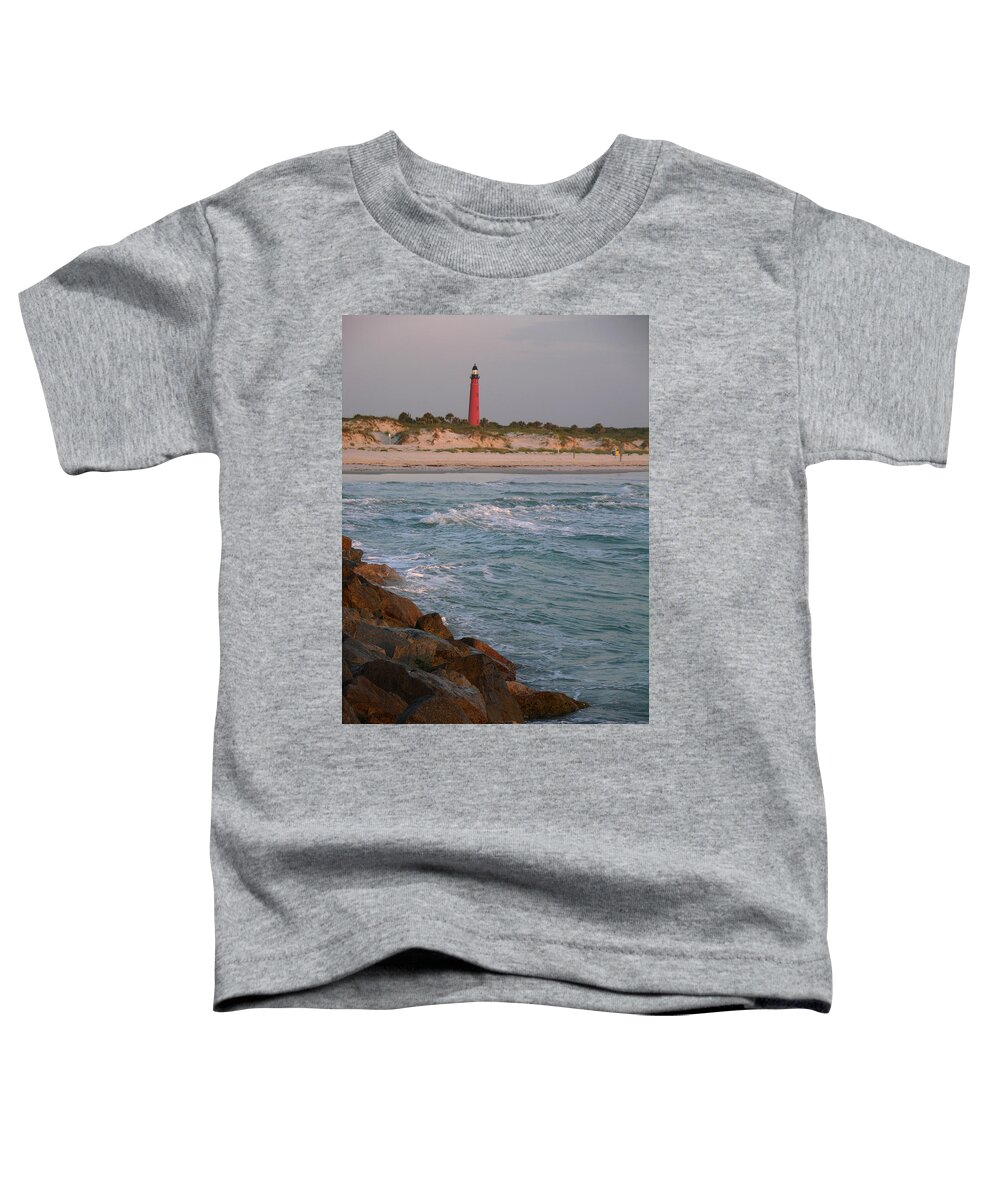 Photographs Of Ponce Inlet Lighthouse Toddler T-Shirt featuring the photograph Lighthouse from the jetty 2 by Julianne Felton