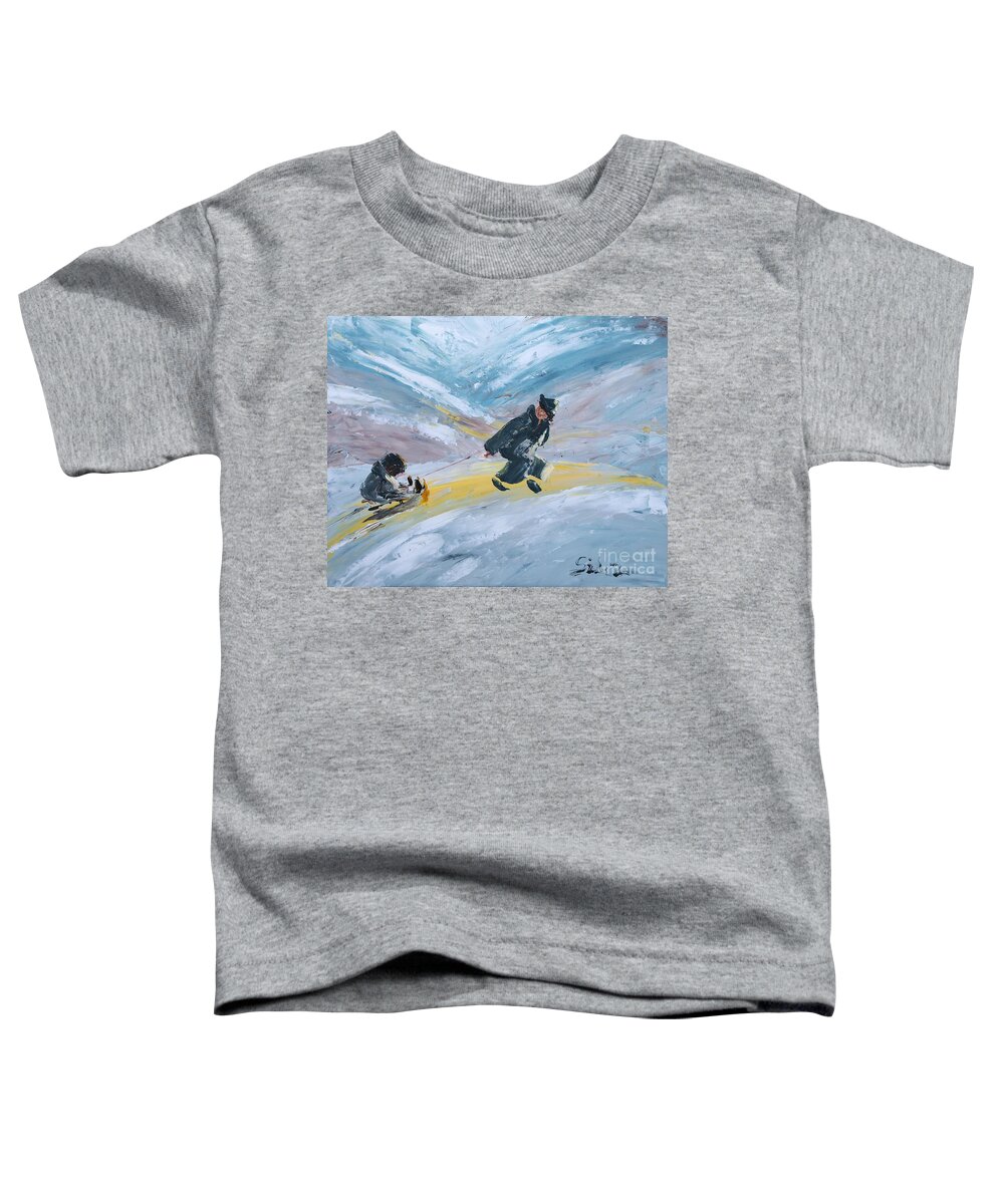 Winter Landscape Toddler T-Shirt featuring the painting Long winter by Lidija Ivanek - SiLa