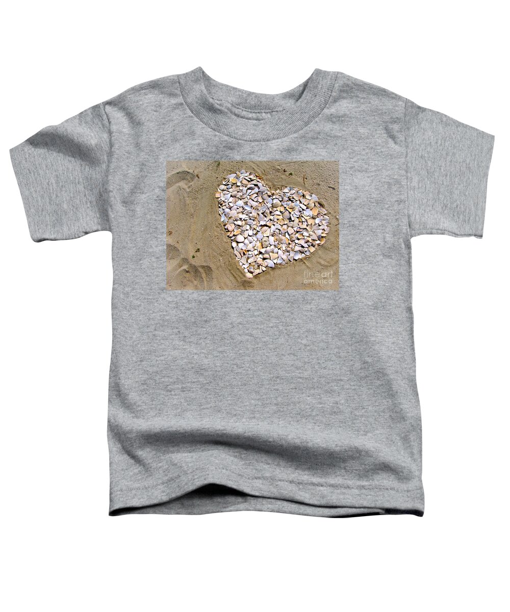Heart Of Shells Toddler T-Shirt featuring the photograph Love at the Jersey Shore by Colleen Kammerer