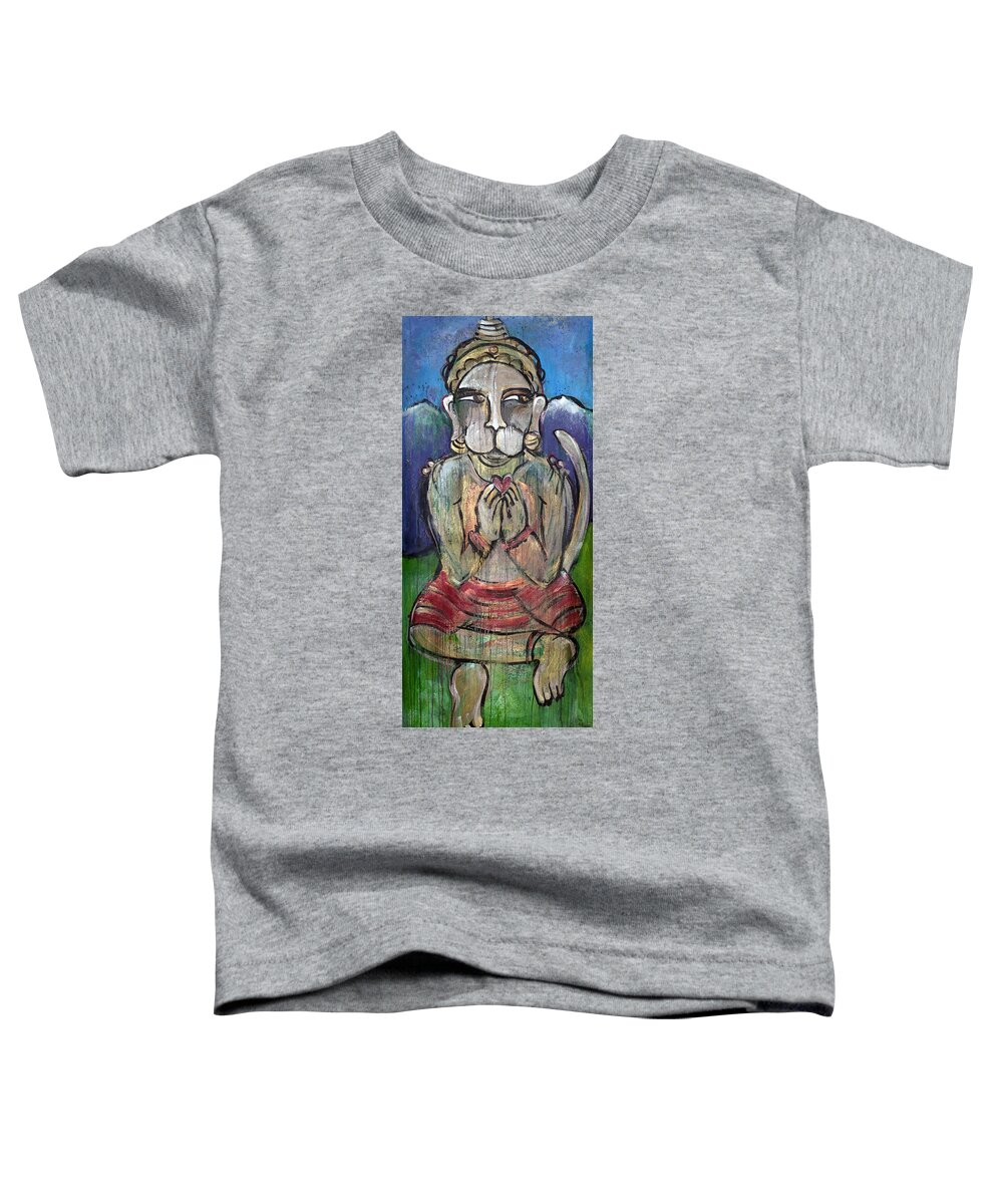 Hanuman Toddler T-Shirt featuring the painting Love For Hanuman by Laurie Maves ART