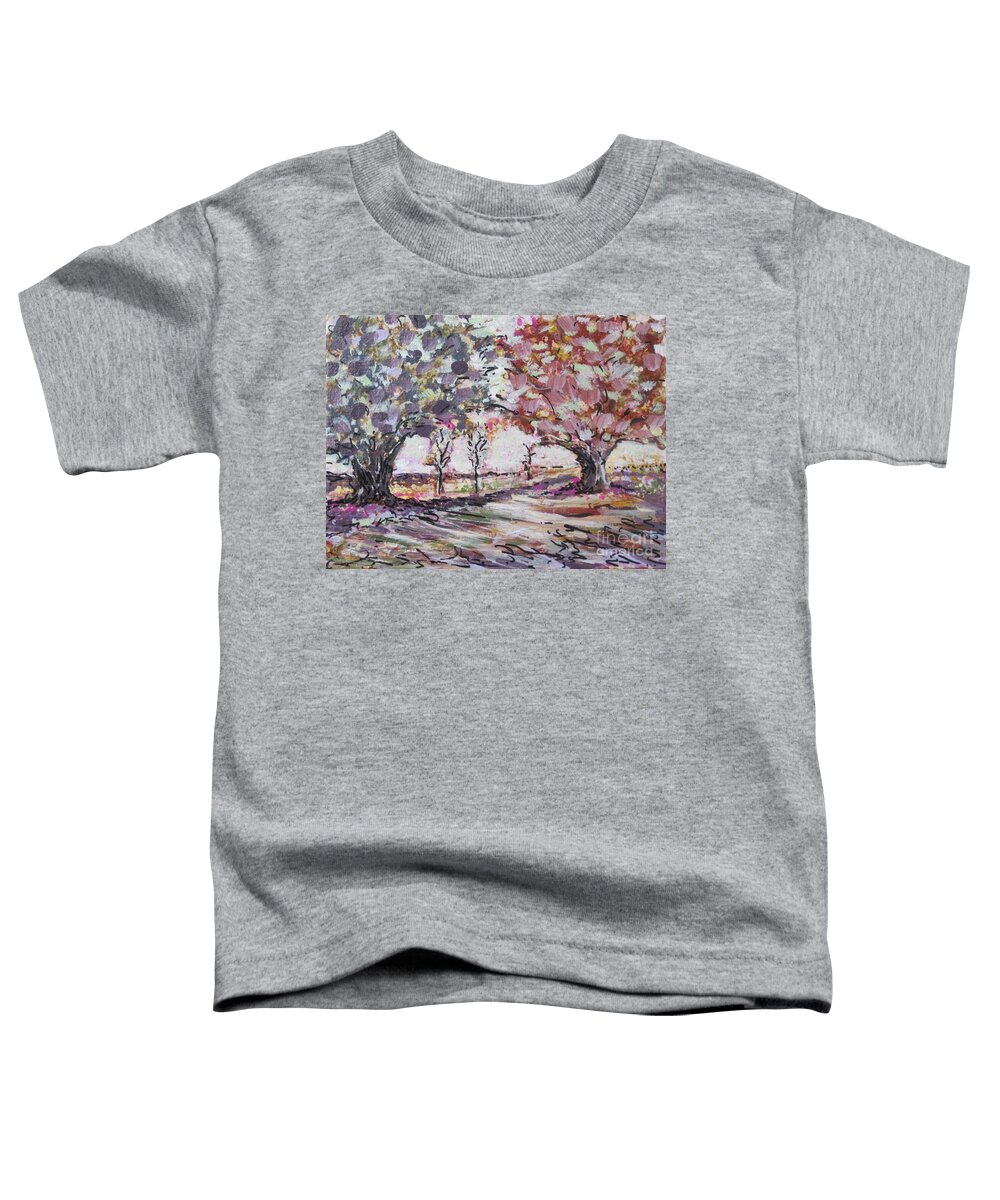 Two Trees Toddler T-Shirt featuring the painting Love Story by Jacqui Hawk