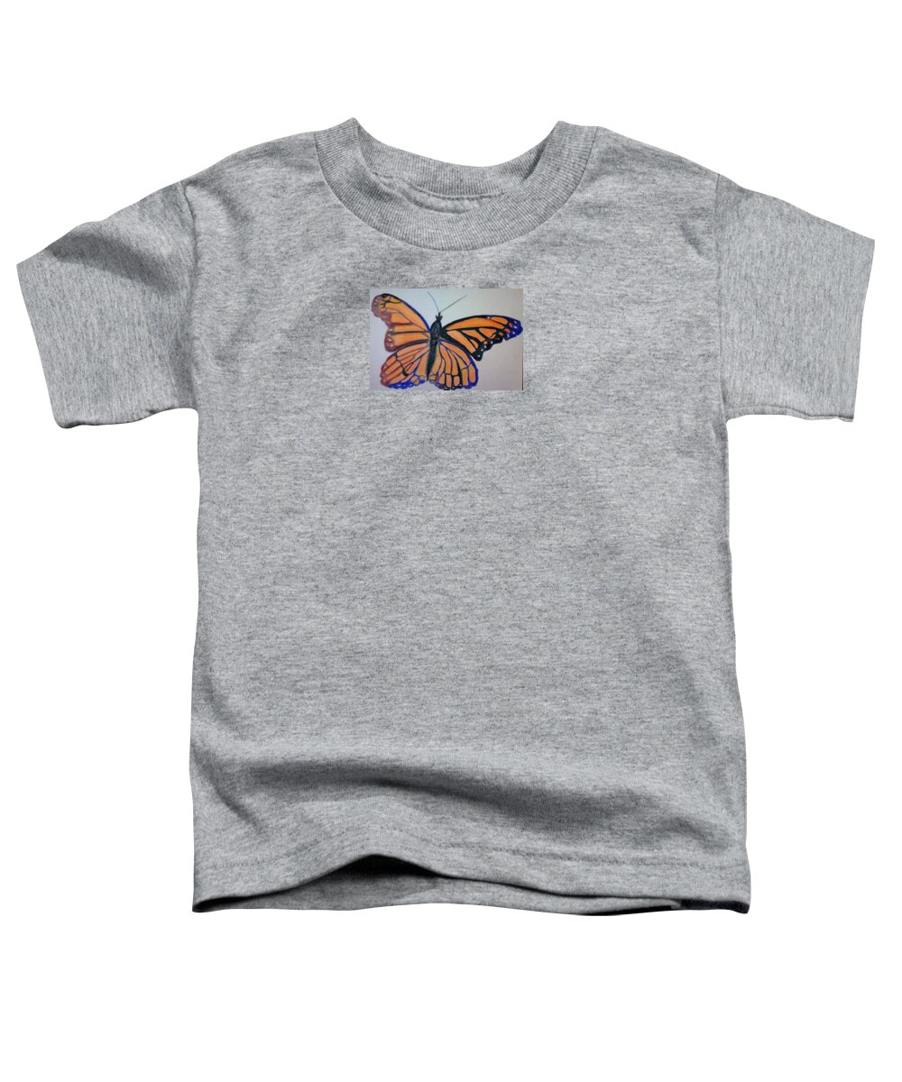 Summer Toddler T-Shirt featuring the mixed media Lovely Summer Monarch by Suzanne Berthier