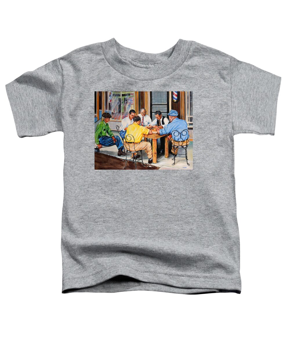 Dominos Toddler T-Shirt featuring the painting Men Passing Time in the Delta by Karl Wagner