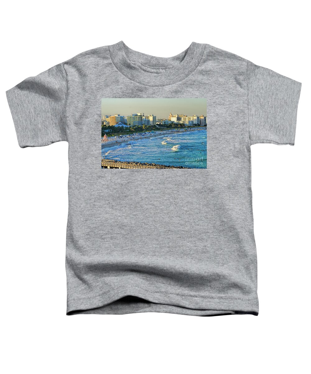 Miami Toddler T-Shirt featuring the photograph Miami Beach Sunset by Olga Hamilton