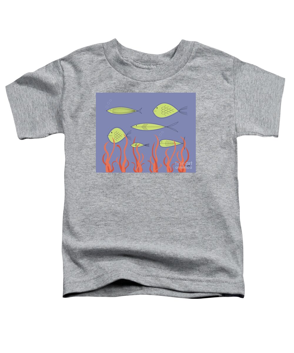 Abstract Toddler T-Shirt featuring the digital art Mid Century Fish by Donna Mibus