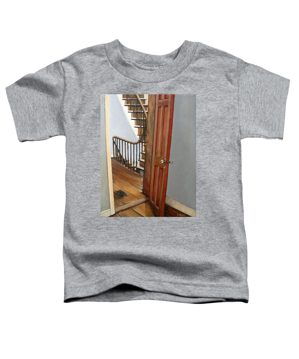 Tortoise Toddler T-Shirt featuring the painting Minnie Crossing the Threshold by Eileen Patten Oliver