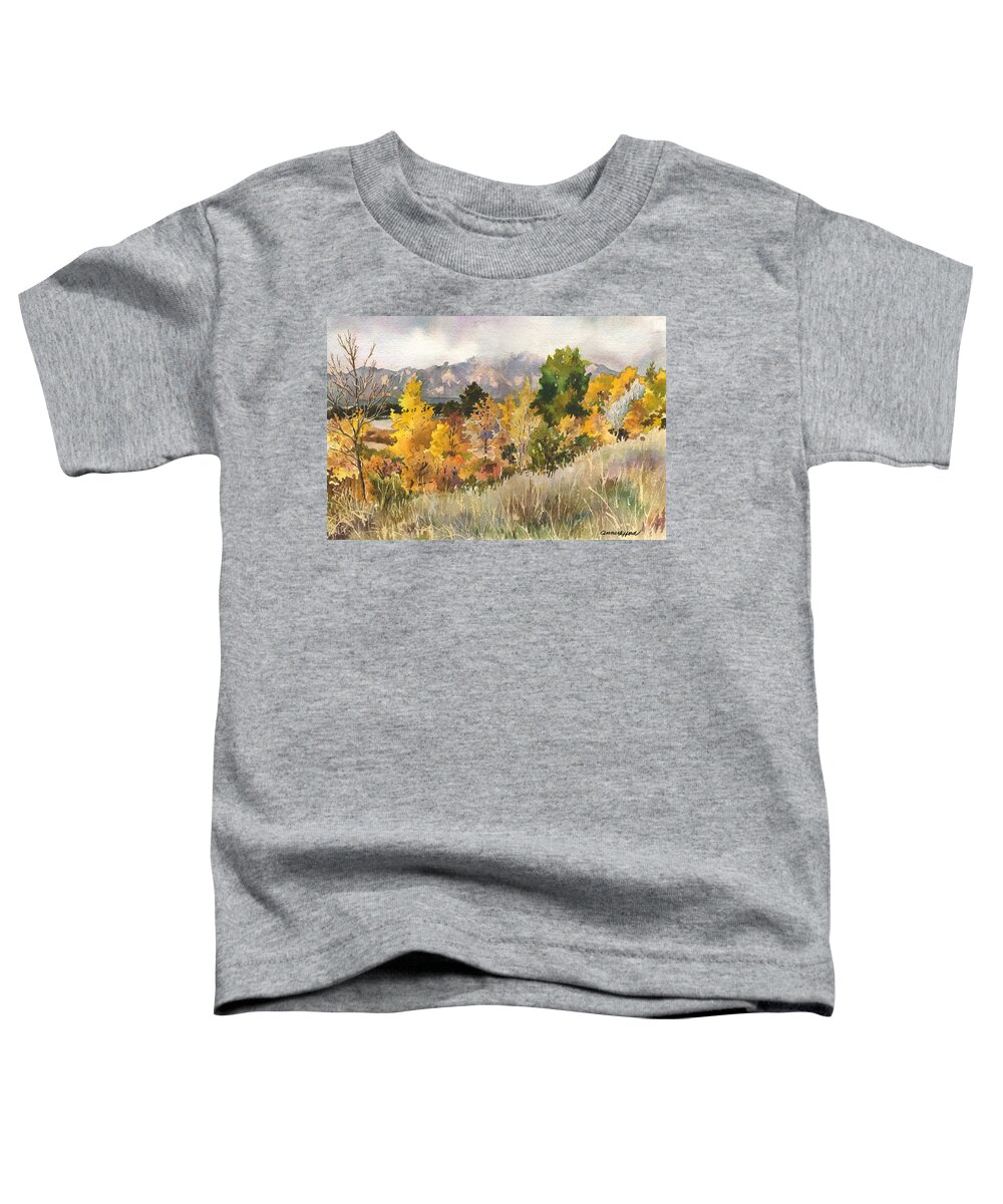 Cloud Painting Toddler T-Shirt featuring the painting Misty Fall Day by Anne Gifford