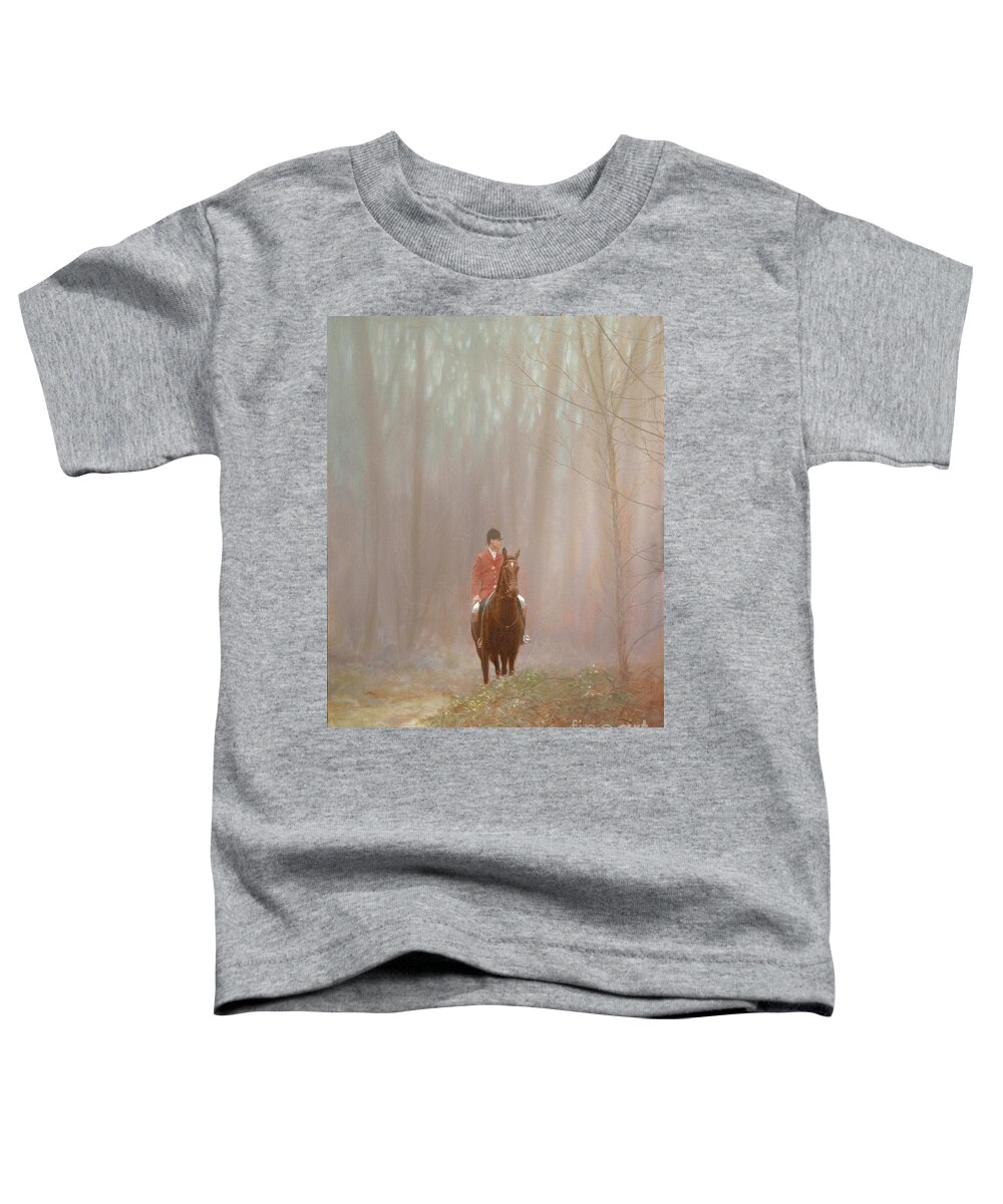 Horse Paintings Toddler T-Shirt featuring the painting Misty Huntsman by John Silver