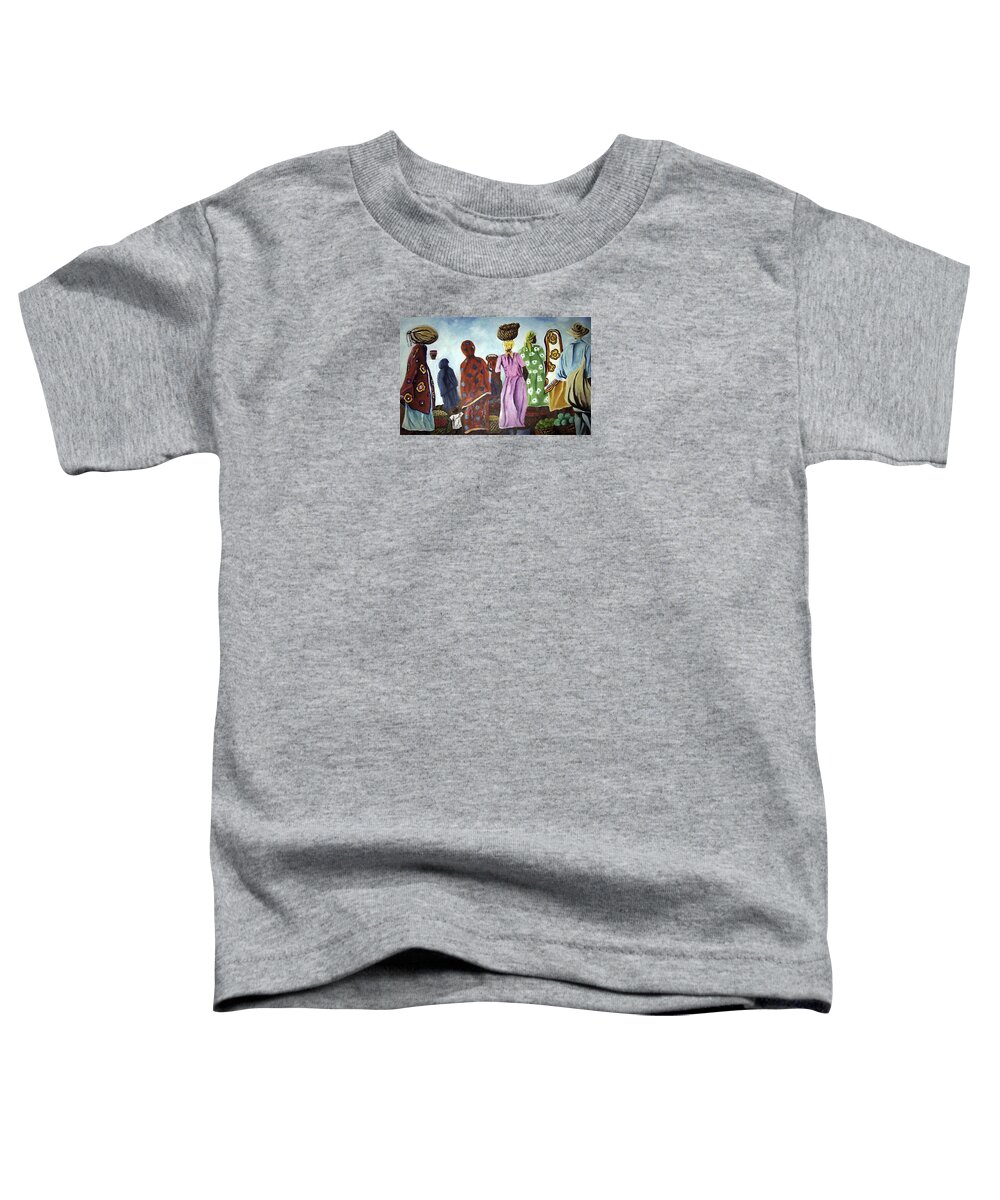 Market Toddler T-Shirt featuring the painting Mombasa Market by Sher Nasser