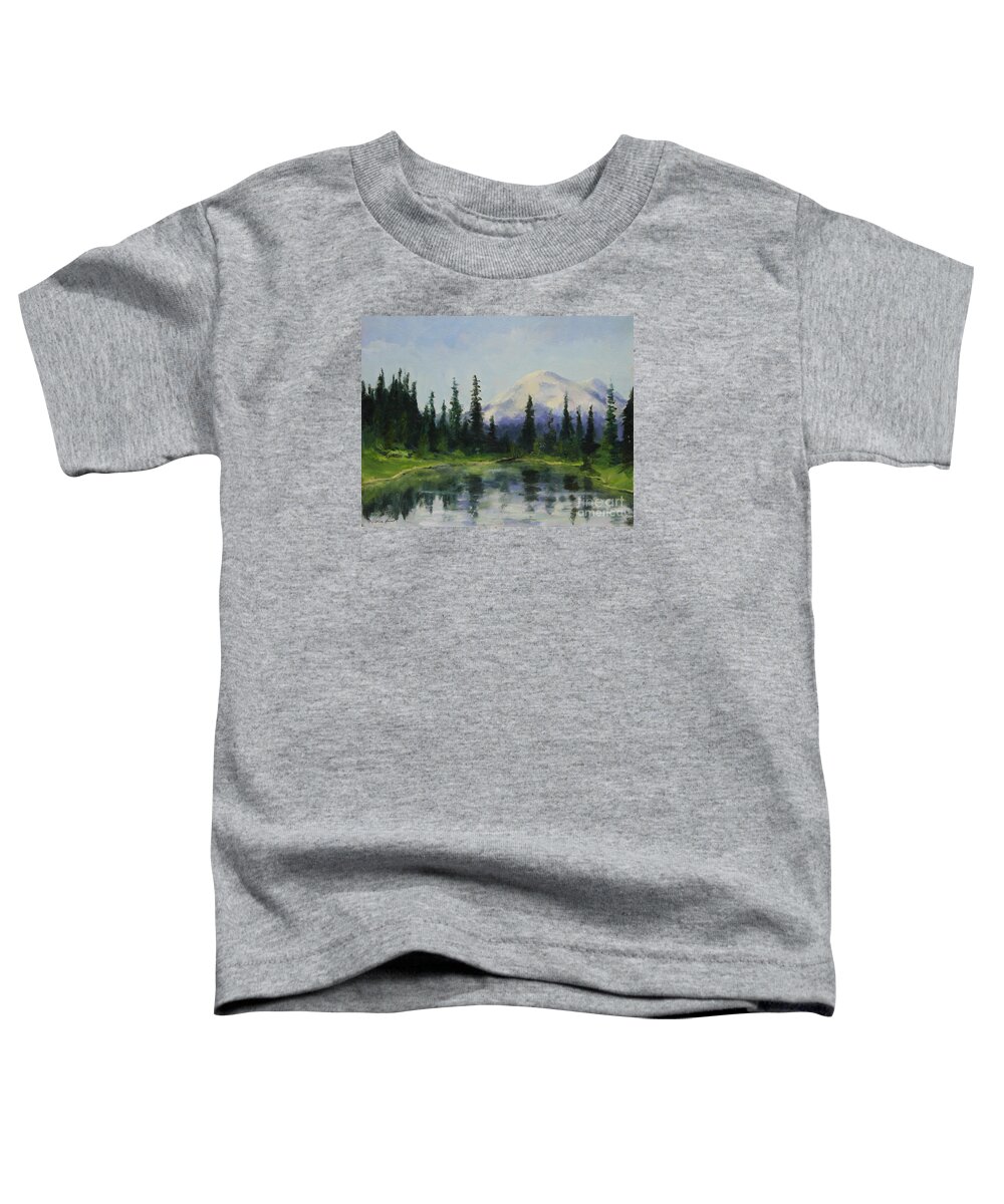 Mountains Toddler T-Shirt featuring the painting Picnic by the Lake by Maria Hunt