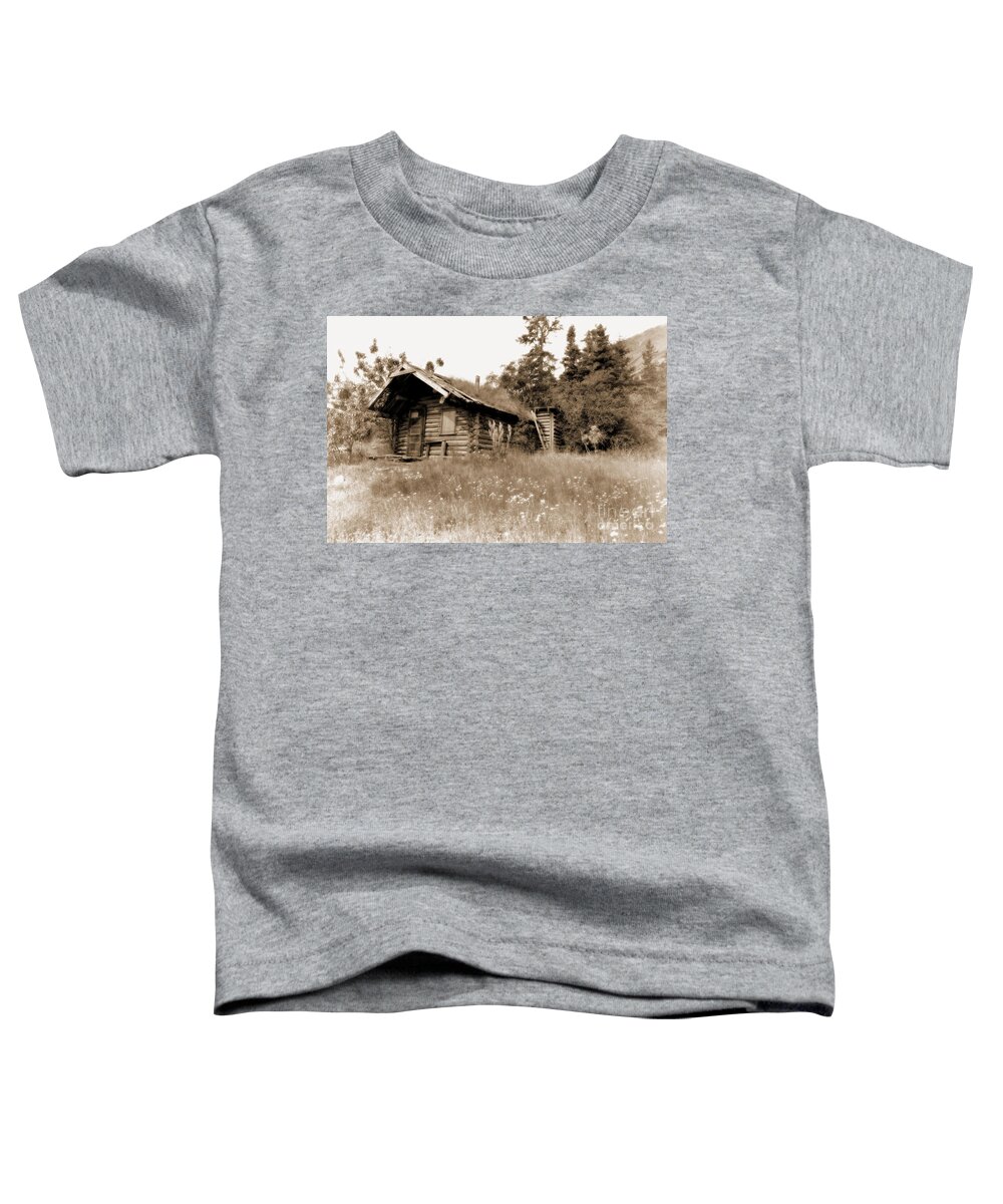 Mountain Cabin Toddler T-Shirt featuring the photograph Mountain Cabin BW by David Arment