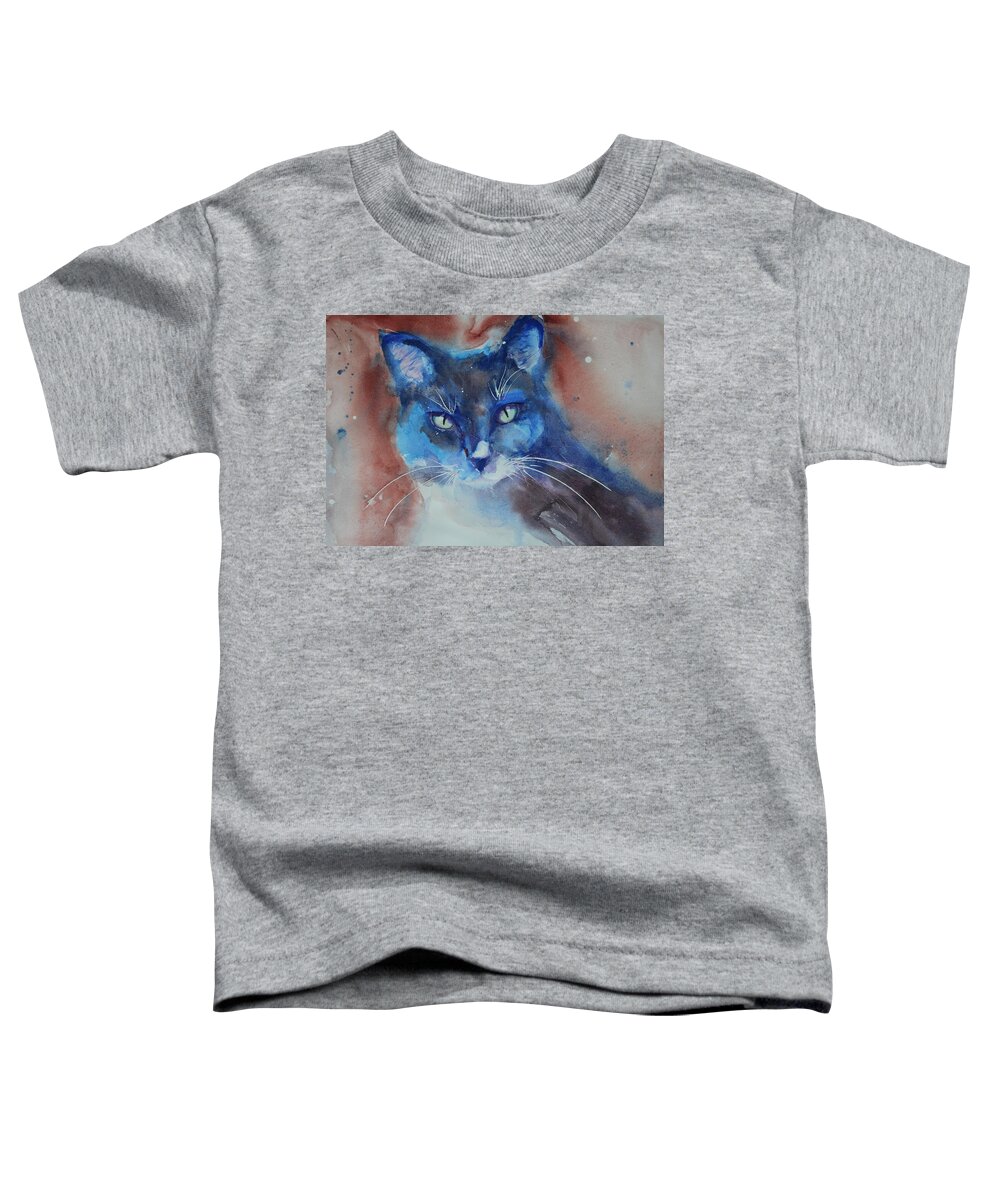 Cat Toddler T-Shirt featuring the painting My Cat Spook by Ruth Kamenev