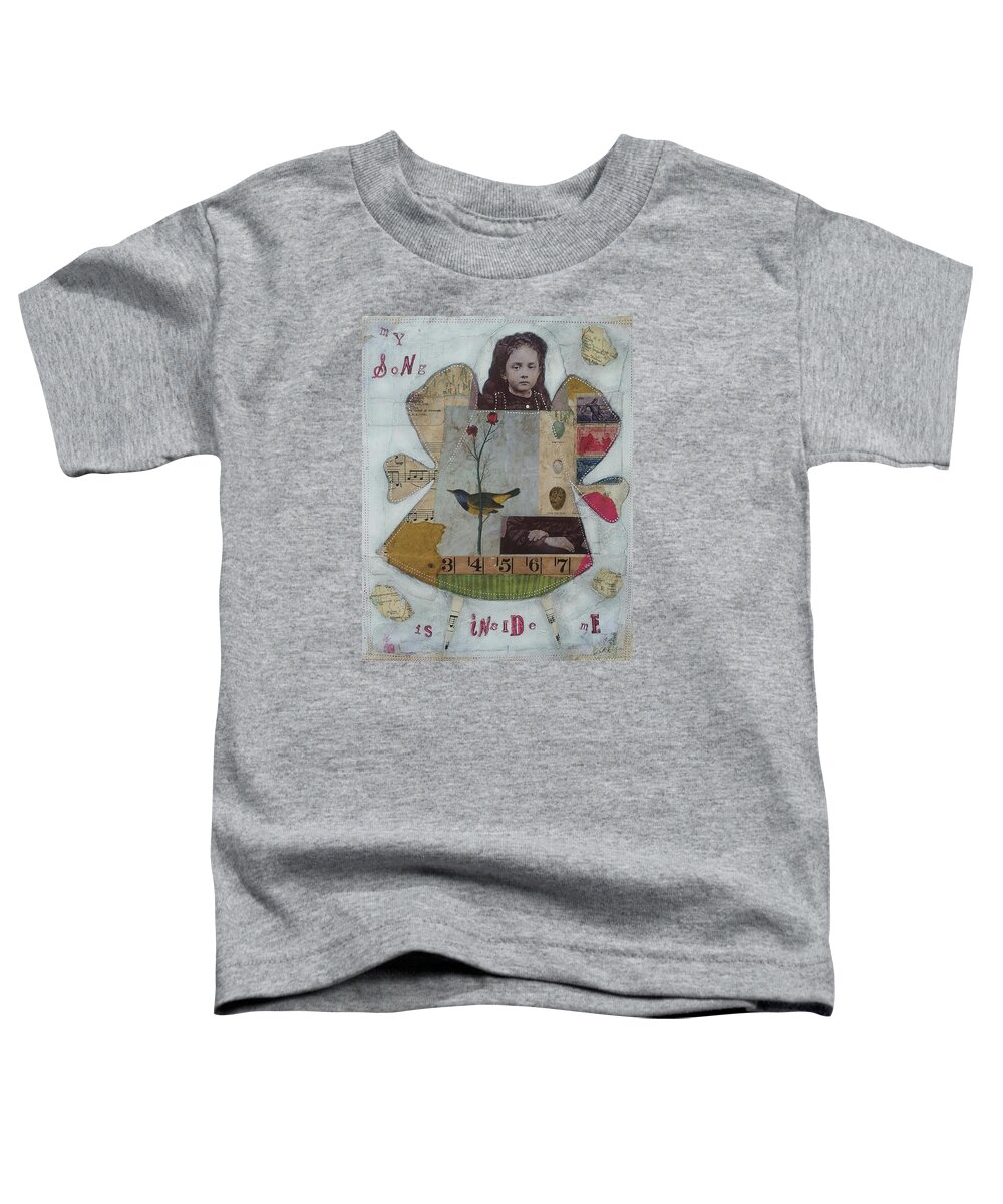 Mixed Media Toddler T-Shirt featuring the painting My Song is Inside Me by Casey Rasmussen White