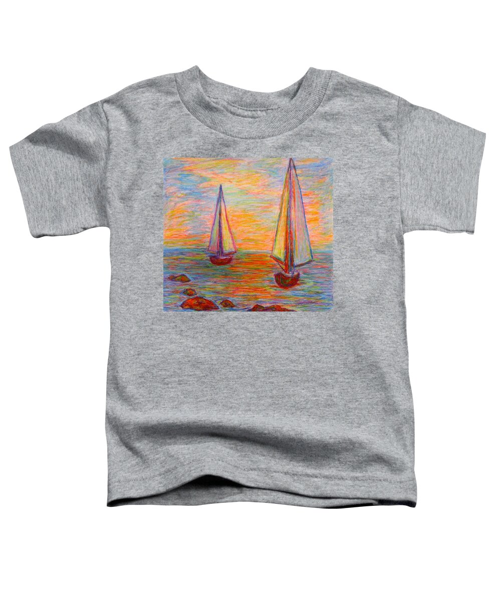 Boats Toddler T-Shirt featuring the painting Nearing The Shoals by Kendall Kessler