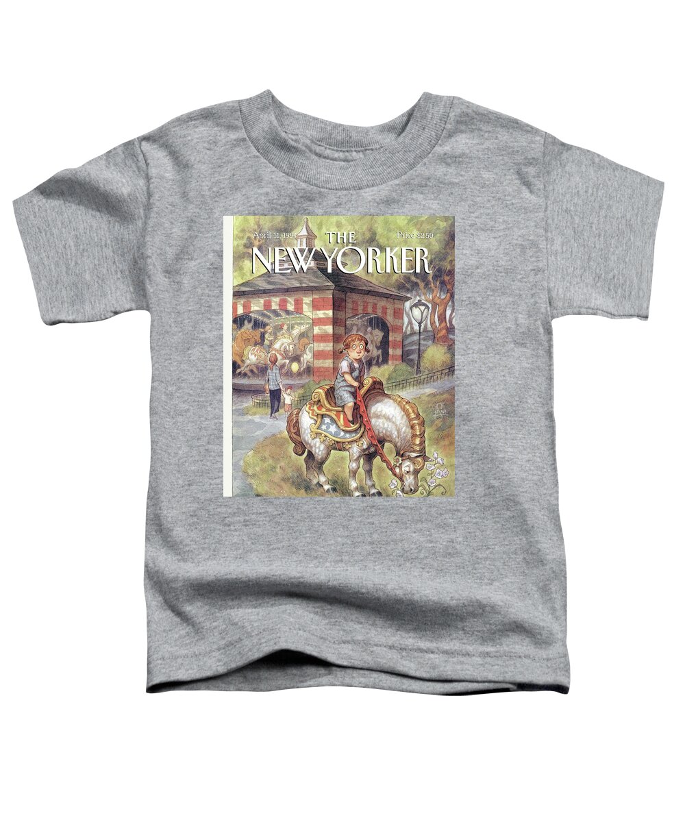 Stop And Smell The Flowers Toddler T-Shirt featuring the painting New Yorker April 11th, 1994 by Peter de Seve