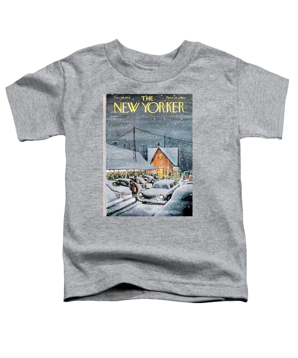 Holidays Toddler T-Shirt featuring the painting New Yorker December 19th, 1959 by Charles Saxon