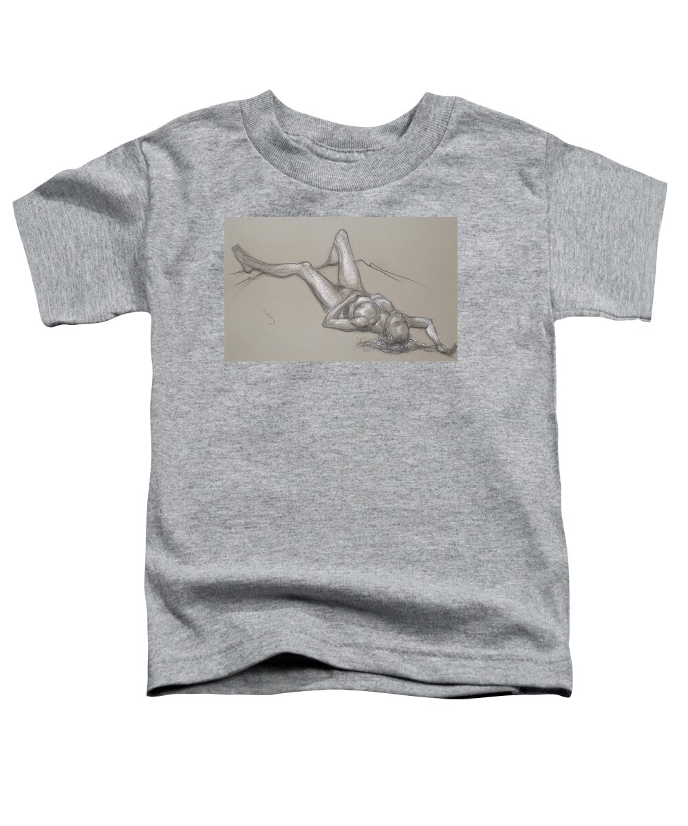 Realism Toddler T-Shirt featuring the drawing Nova Cynthia - Reclining by Donelli DiMaria