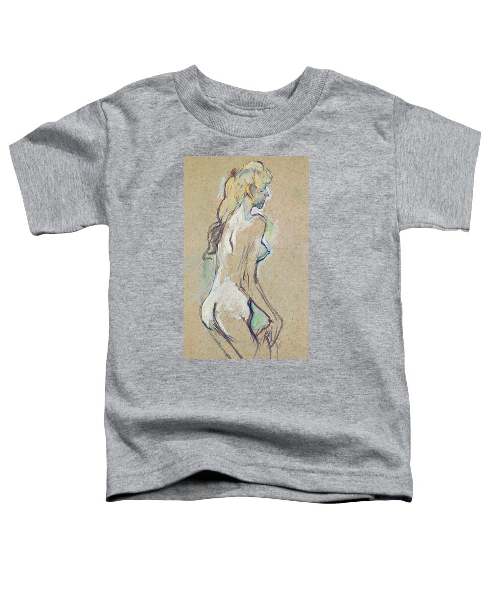 Nude Young Girl Toddler T-Shirt featuring the drawing Nude Young Girl by Henri de Toulouse-Lautrec