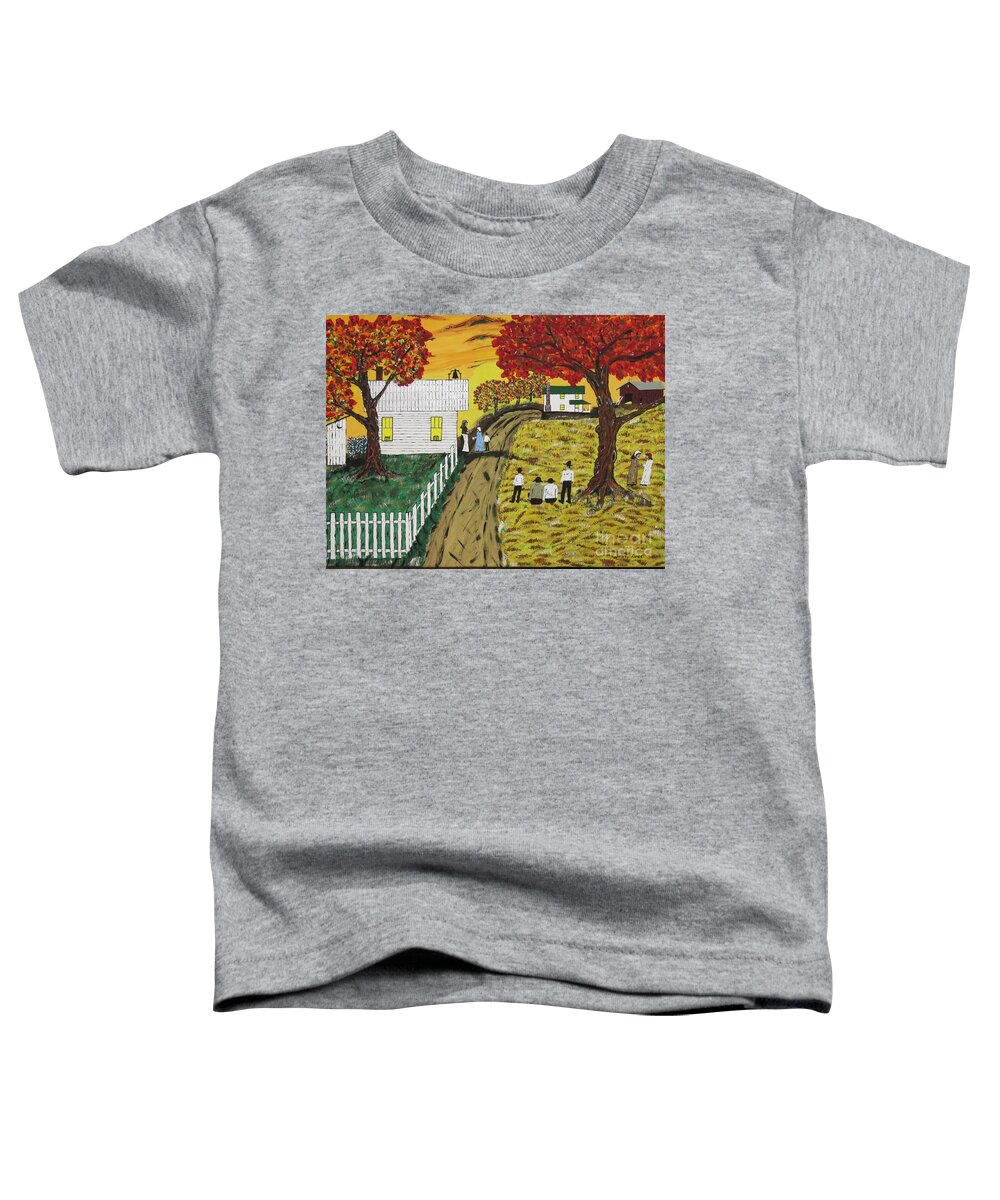 School Toddler T-Shirt featuring the painting Old Schoolhouse Bell by Jeffrey Koss