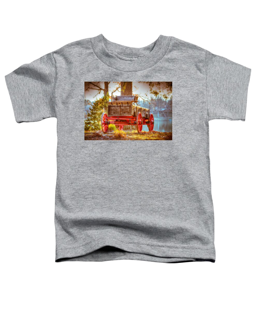 Wagon Toddler T-Shirt featuring the photograph Wagon - Rustic - Once Upon a Time Before Pickups by Barry Jones