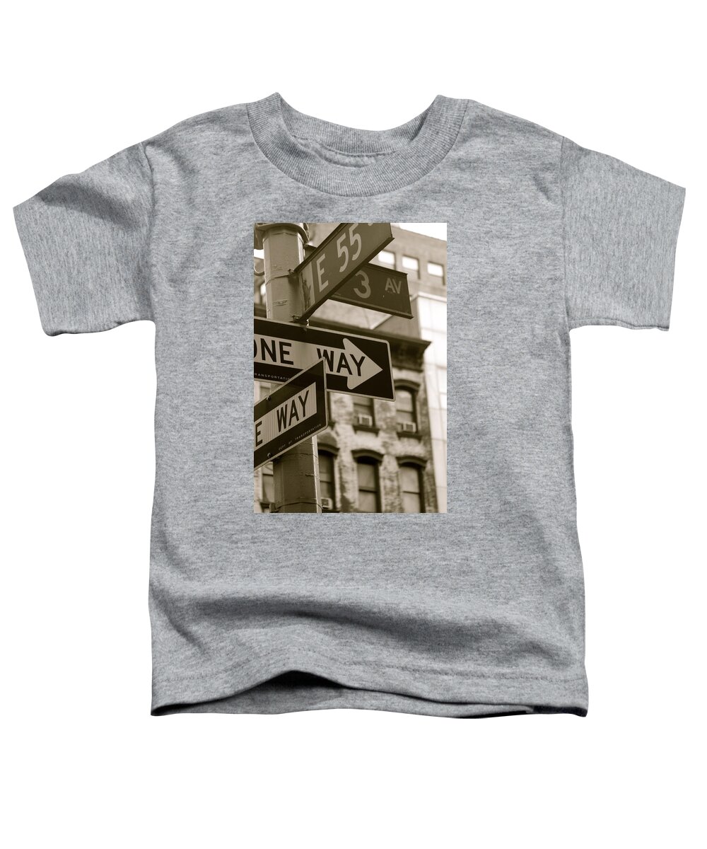 New York Toddler T-Shirt featuring the photograph One Way BW by Joshua Van Lare