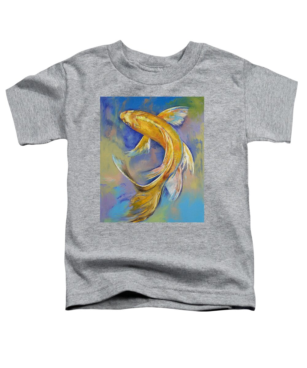 Orenji Toddler T-Shirt featuring the painting Orenji Butterfly Koi by Michael Creese