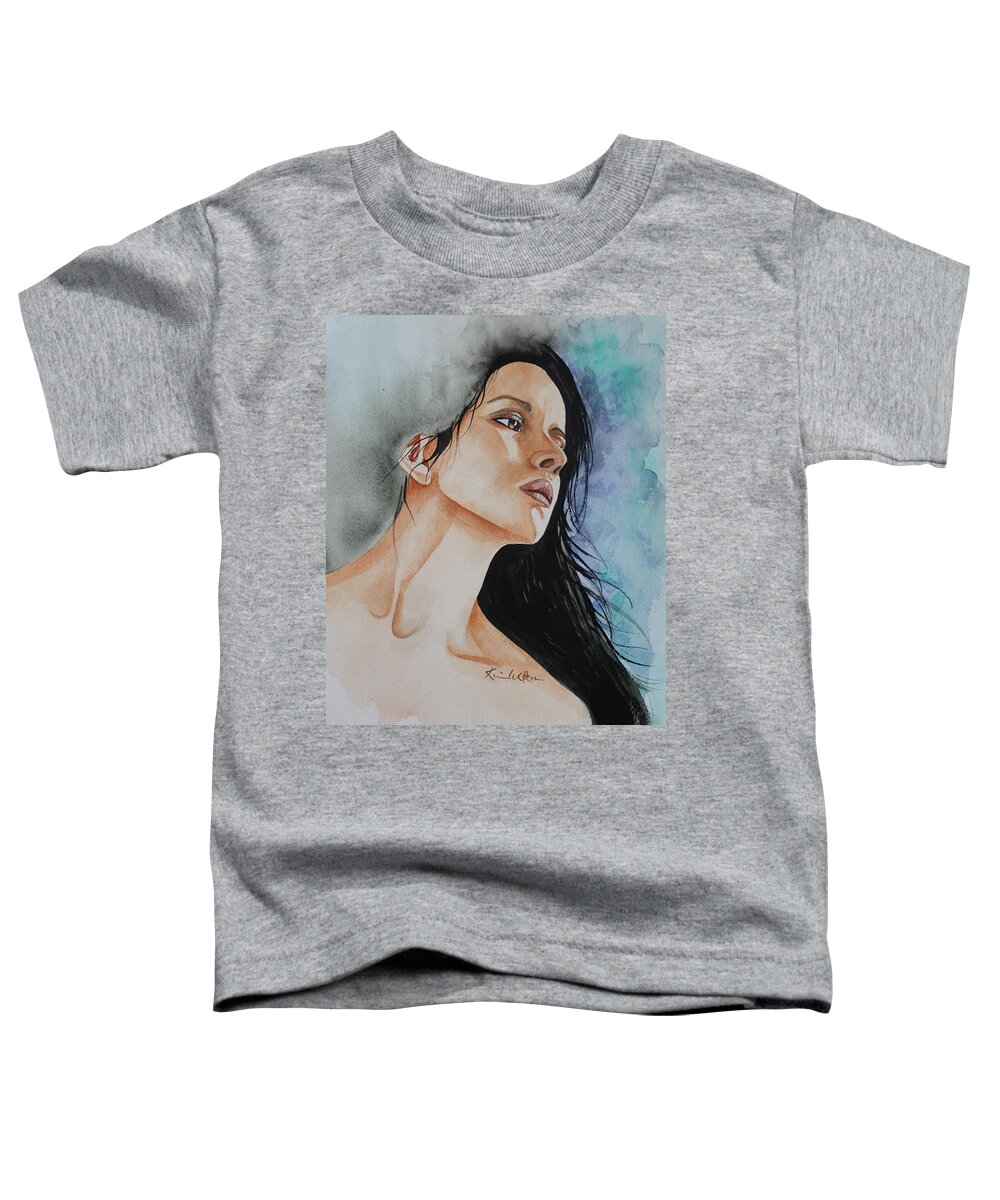 Portrait Toddler T-Shirt featuring the painting Regrets Watercolor by Kimberly Walker