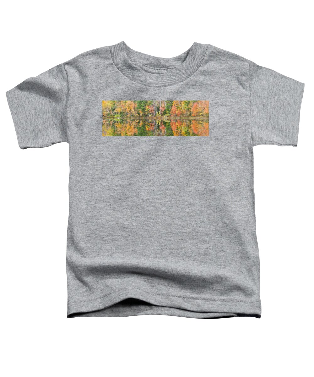 Readfeild Toddler T-Shirt featuring the photograph Panorama of Fall Color on Torsey Pond Readfield Maine by Keith Webber Jr