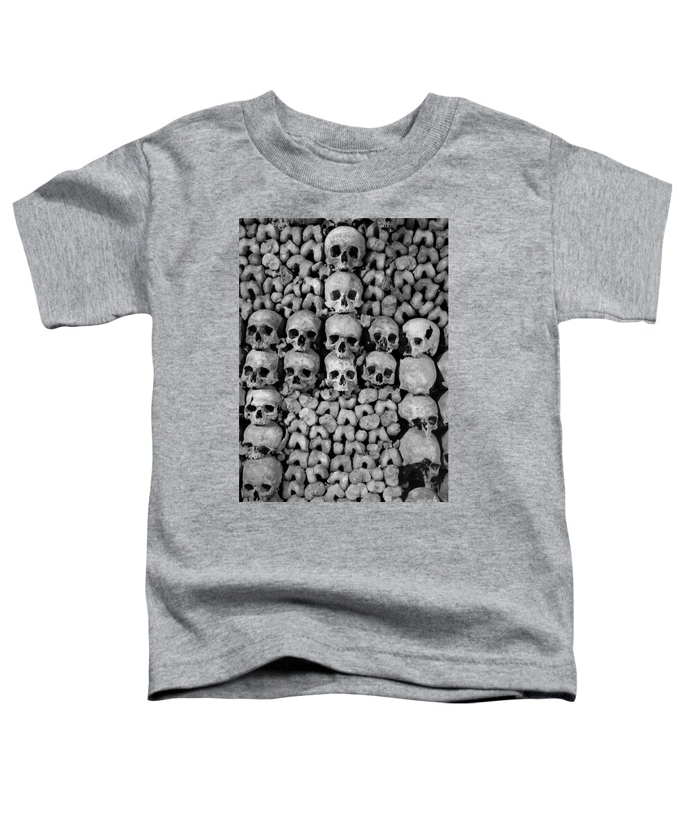 Bone Toddler T-Shirt featuring the photograph Paris Catacombs by Inge Johnsson
