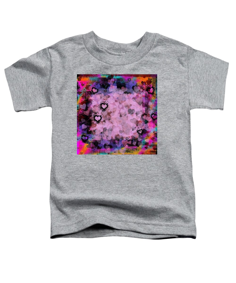Pink Toddler T-Shirt featuring the mixed media Passionate Hearts II by Marianne Campolongo