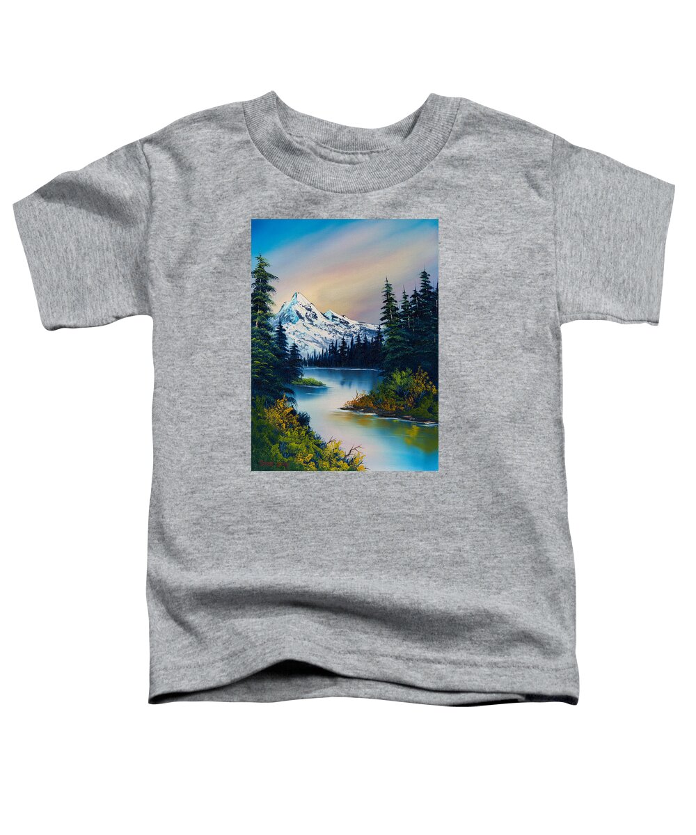 Landscape Toddler T-Shirt featuring the painting Tranquil Reflections by Chris Steele