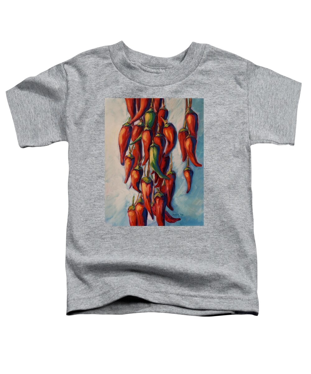 Chili Toddler T-Shirt featuring the painting Peppers by Konnie Kim