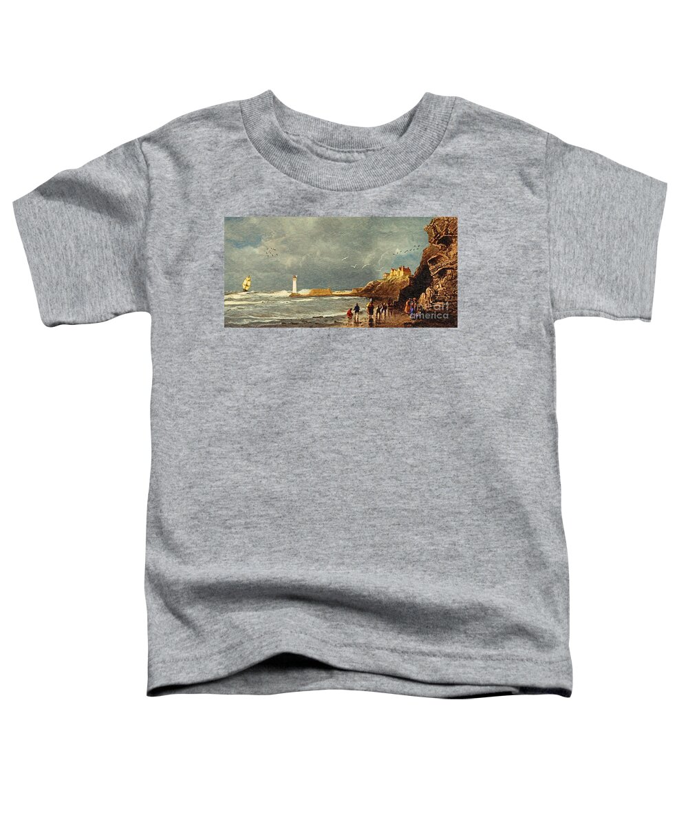 New_brighton Toddler T-Shirt featuring the digital art Perch Rock - New Brighton 1829 by Lianne Schneider