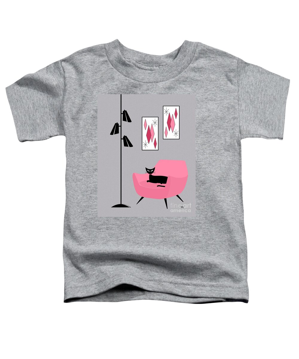 Pink Toddler T-Shirt featuring the digital art Pink 2 on Gray by Donna Mibus