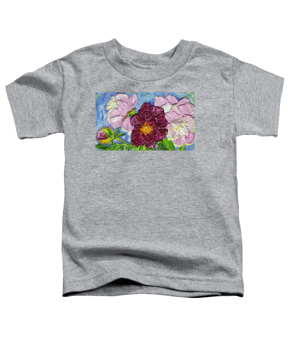 Flower Toddler T-Shirt featuring the painting Pink Peonies of Spring by Paris Wyatt Llanso