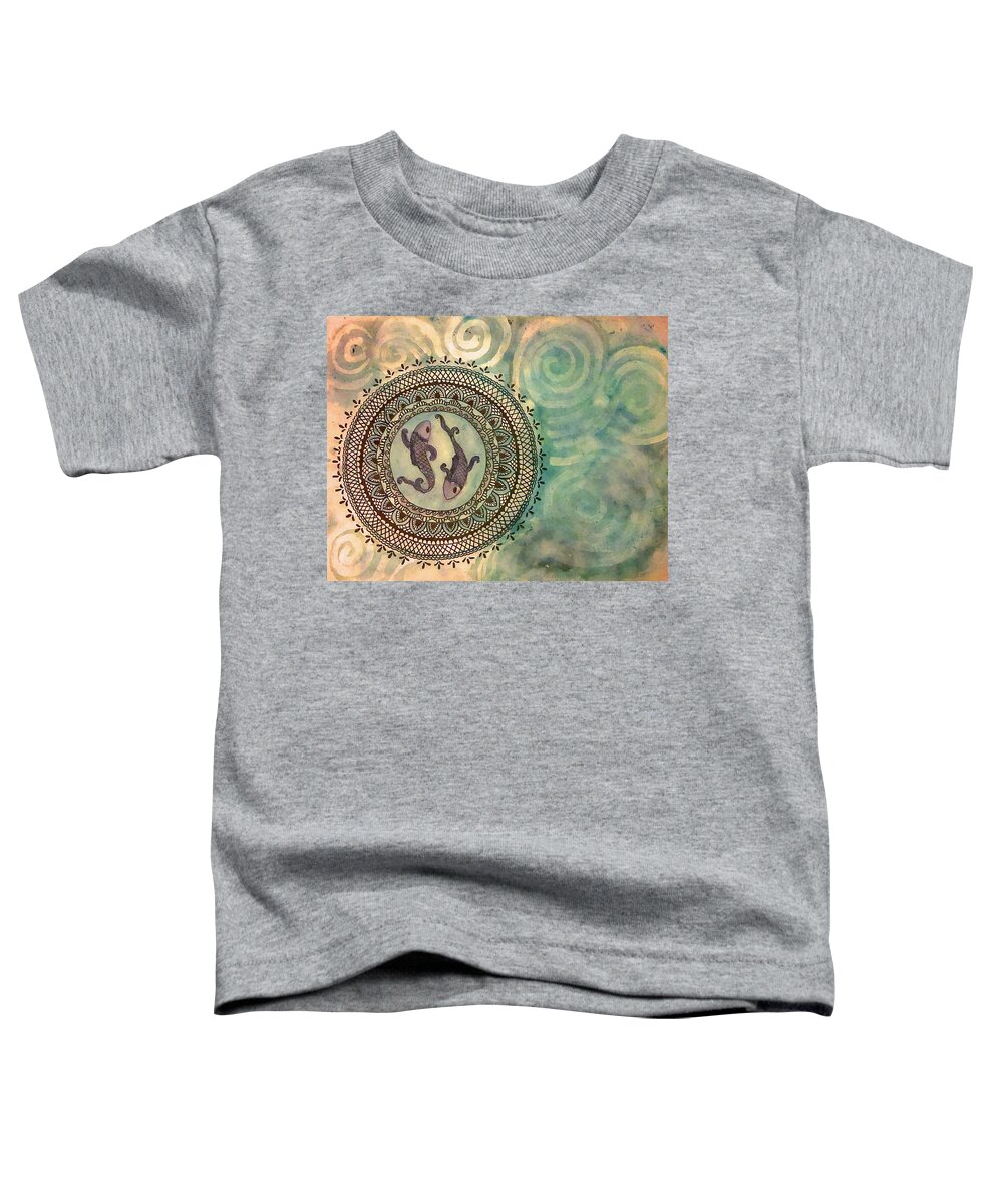 Pisces Toddler T-Shirt featuring the painting Pisces Mandala by Jennie Hallbrown