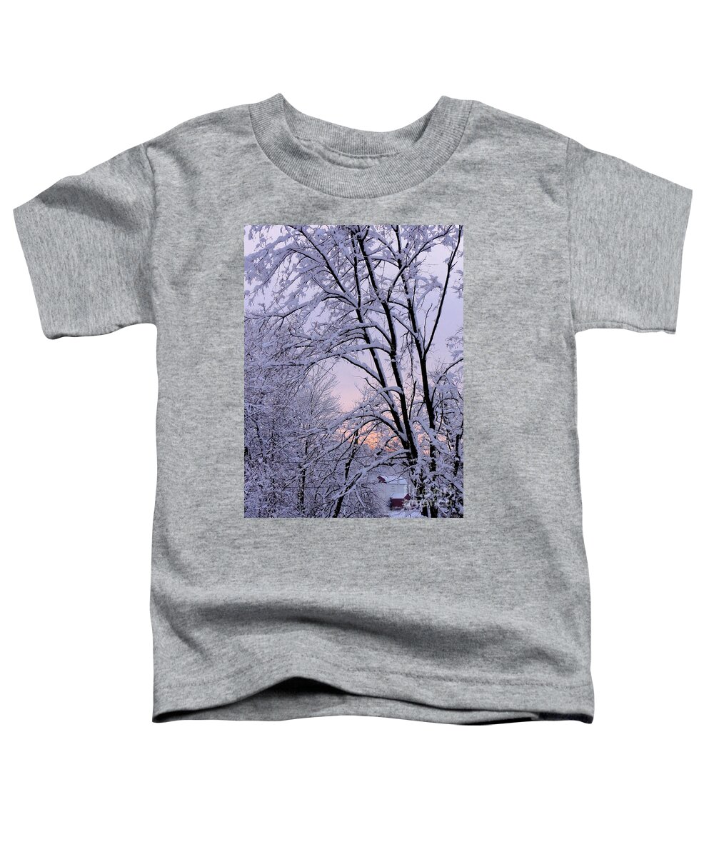 Bucks County Playhouse Toddler T-Shirt featuring the photograph Playhouse Through Snow by Christopher Plummer