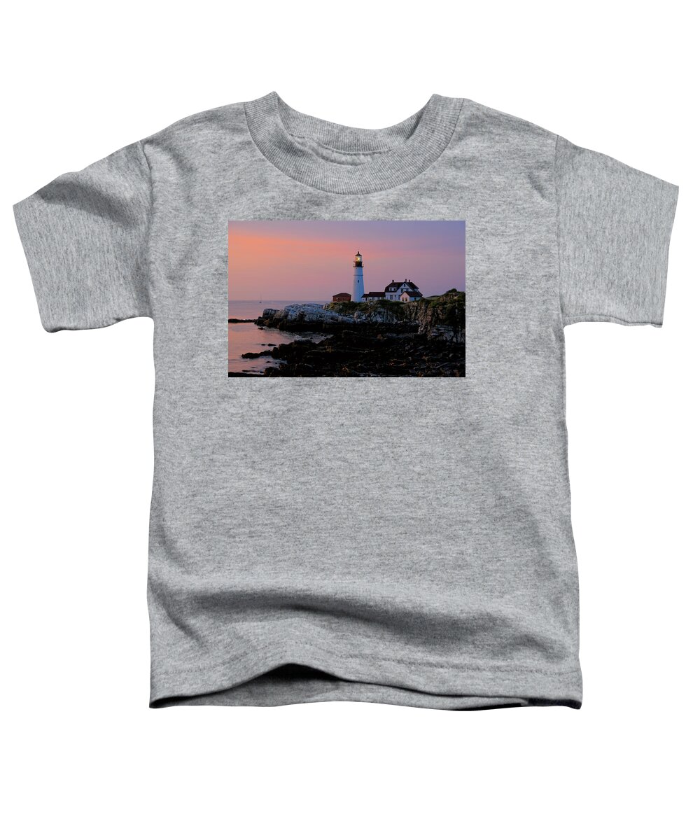 Portland Head Lighthouse Toddler T-Shirt featuring the photograph Portland Head Lighthouse At Daybreak by Liz Mackney