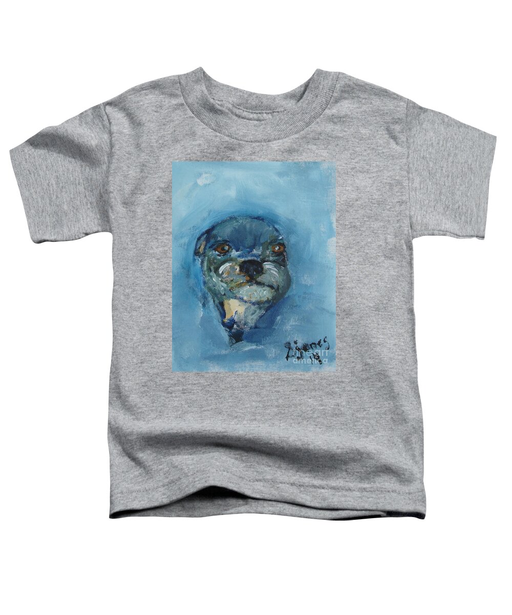 Animal Toddler T-Shirt featuring the painting Puggie by Shelley Jones