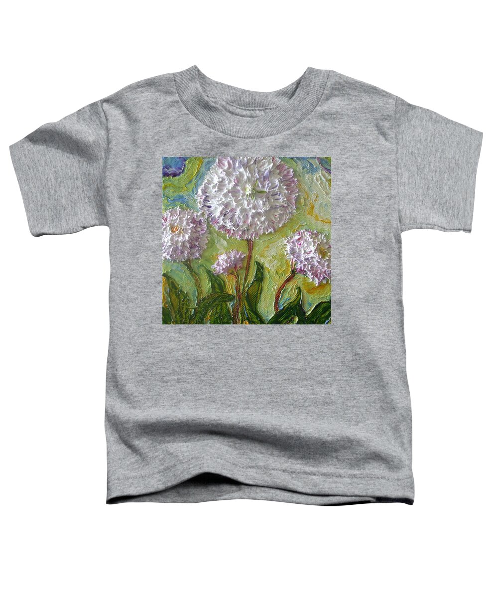 English Daisy Toddler T-Shirt featuring the painting Purple English Daisies by Paris Wyatt Llanso