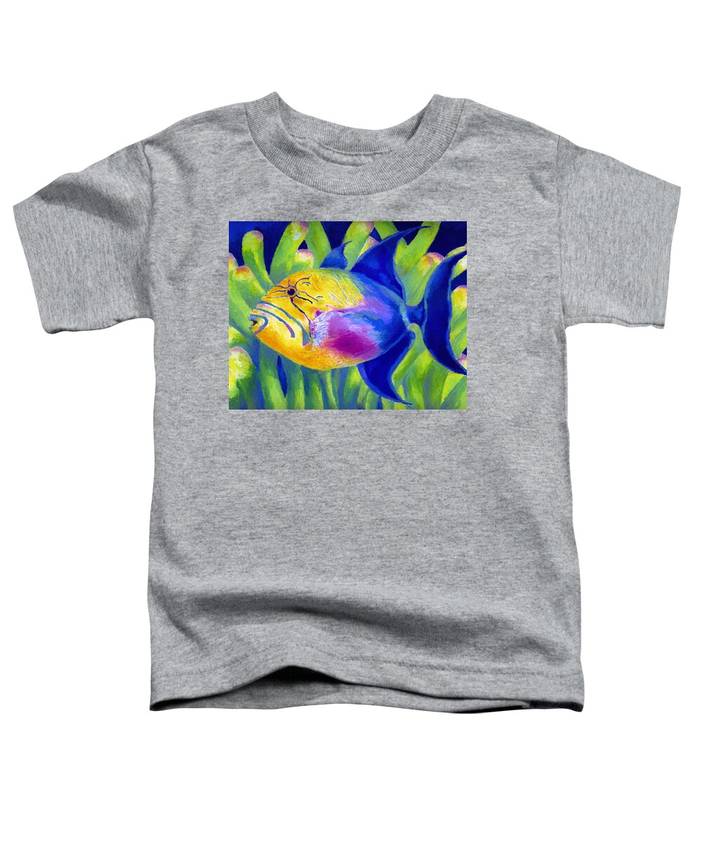 Underwater Toddler T-Shirt featuring the painting Queen Triggerfish by Stephen Anderson